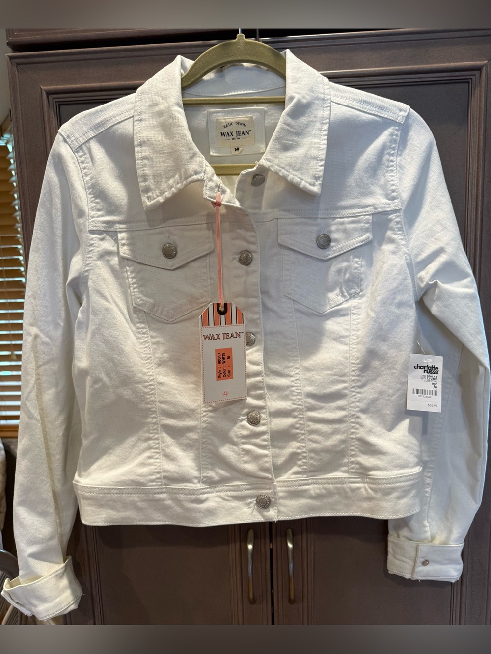 Wax Jean Medium White Denim NWT Trucker Jacket - Picture 4 of 8